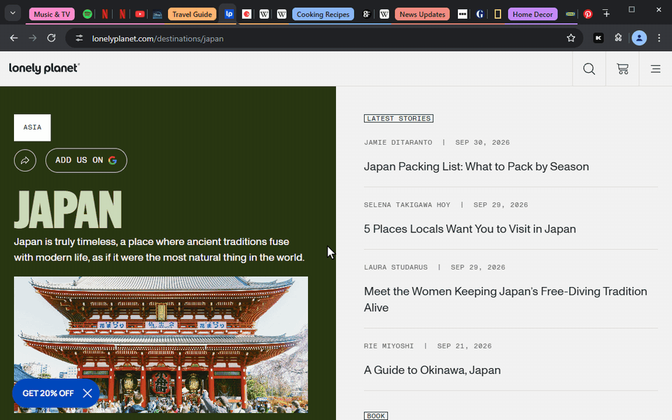 Every tab at a glance